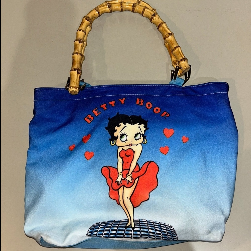 Vtg Betty Boop zippered shoulder bag faux bamboo